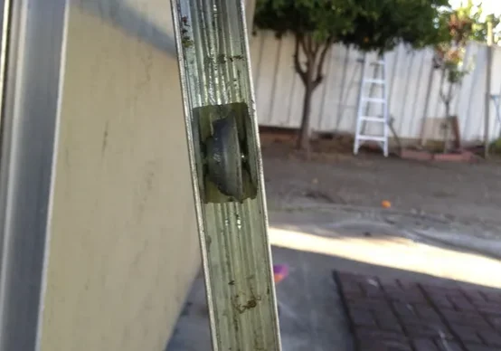 A close up of the side of a building